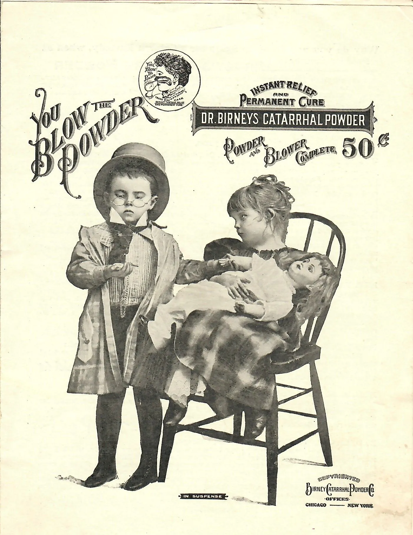 Dr. Birney's Catarrhal Powder advertisement, c. 1893
