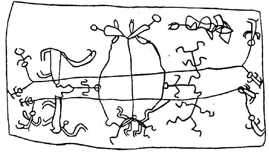 Chukchi sketch of the paths of the mushroom-men